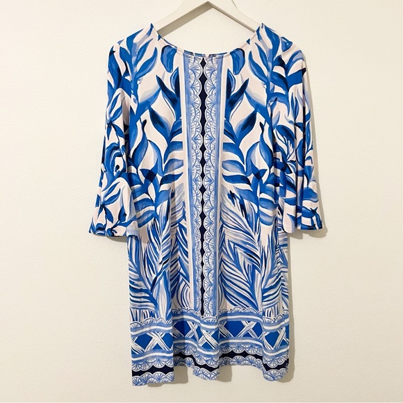Lilly Pulitzer Ophelia Dress Blue Pink Tropics Print Size Medium M - Picture 2 of 6